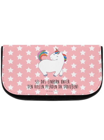 Mr. & Mrs. Panda Kosmetiktasche Einhorn Stolzieren mit Spruch in Rot Pastell