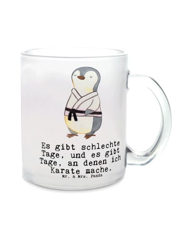 Mr. & Mrs. Panda Trinkbecher Pinguin Karate mit Spruch in Transparent