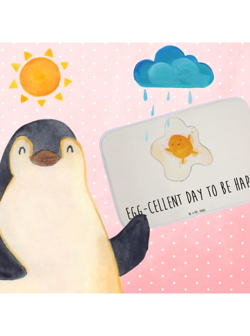 Mr. & Mrs. Panda Badezimmerteppich Spiegelei Ei mit Spruch in Weiß