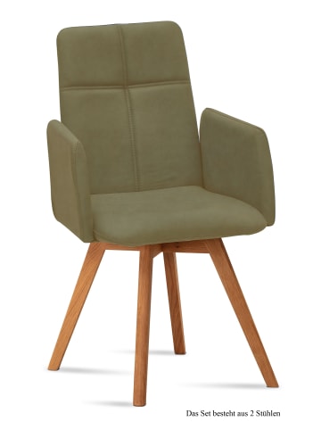 58 aufm Kessel ARMLEHNSTUHL (2er-Set) Dinah 52x92x60 Eiche geölt/Olivgrün
