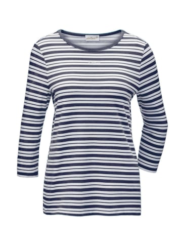 GOLDNER Ringelshirt mit U-Boot-Ausschnitt in marine / weiß / geringelt