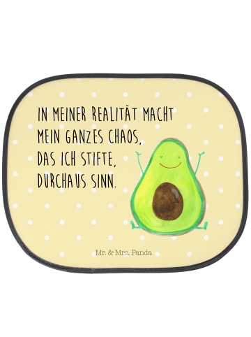 Mr. & Mrs. Panda Sonnenschutz Auto Avocado Glücklich mit Spruch in Gelb Pastell
