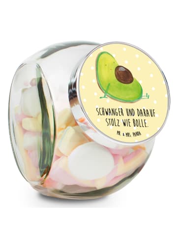 Mr. & Mrs. Panda Bonbonglas Avocado Schwangerschaft mit Spruch in Gelb Pastell