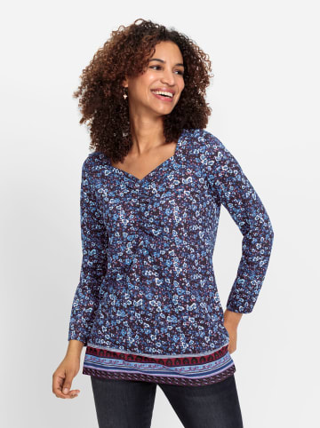 WITT WEIDEN Langarmshirt in marine-himmelblau-gemustert