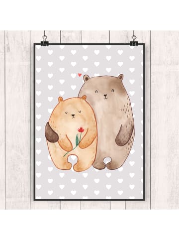 Mr. & Mrs. Panda Poster Bären Liebe ohne Spruch in Grau Pastell