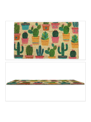 relaxdays Kokosfußmatte "Kaktus" in Bunt - 75 x 42 cm