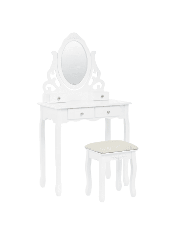Beliani Schminktisch AMOUR in Weiß/Beige - (W) 75 x (H) 139 x (L) 40 cm