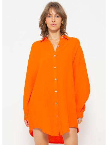 SASSYCLASSY Ultra Oversize Musselin-Blusenhemd lange Variante in Orange
