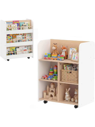 COSTWAY Bücherregal Kinder doppelseitig 62,5 x 40 x 83 cm in Weiß