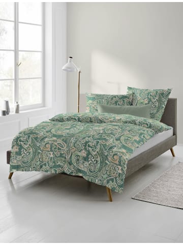 JACK 2 tlg. Mako Satin Bettwäsche Jade Ornament Orient in Grün / Creme