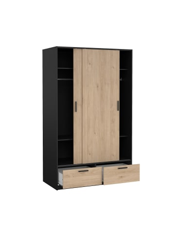 ebuy24 Kleiderschrank Line Nussbaum, Schwarz 122 x 61 cm