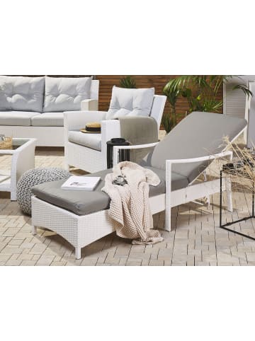 Beliani Gartenliege VASTO in Weiß/Grau - (W) 63 x (H) 26 x (L) 158 cm