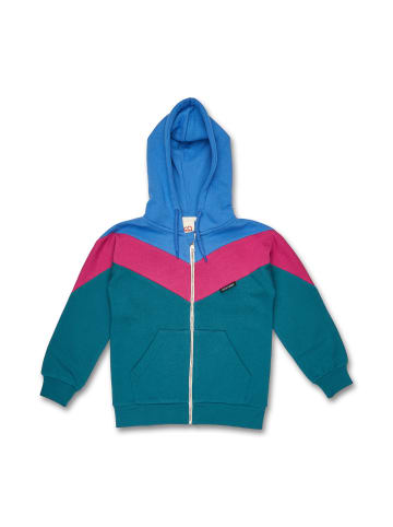 MANITOBER Cut & Sew Sweatjacke in Blue/Berry/D.Green