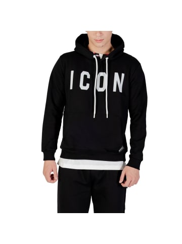 Schwarz Schwarz und Weiß Baumwolle Hoodie