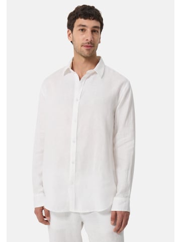 CASH-MERE.CH Leinen Hemd Langarm in Weiss