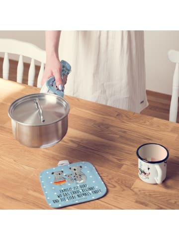 Mr. & Mrs. Panda Topfuntersetzer Koala Familie mit Spruch in Blau Pastell