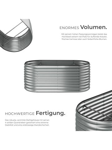 tectake Gartenbeet verzinkt 200x100x80 cm, 1257 Liter, wetterfest