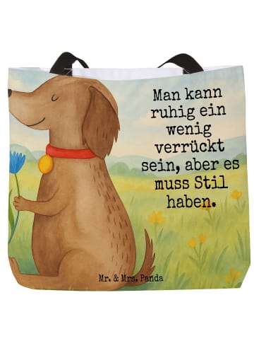 Mr. & Mrs. Panda Strandtasche Hund Blume Design mit Spruch in Weiß