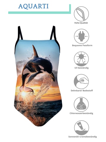 Aquarti Mädchen Badeanzug mit Spaghettiträgern in schwarz Modell 1