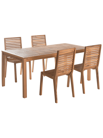 Beliani 5-tlg Gartentisch Set OMBRIANO in Braun