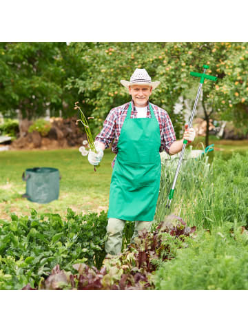 relaxdays Unkrautstecher mit Gartenabfallsack in Grün