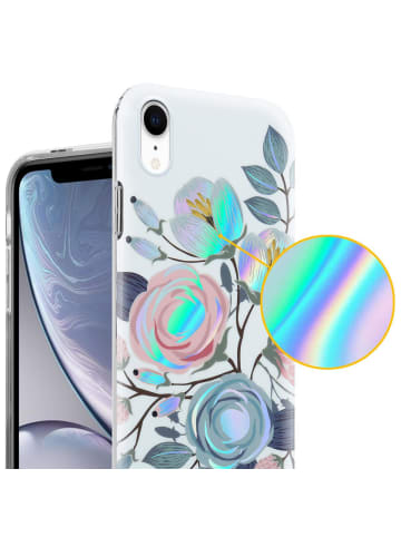 cadorabo Hülle für Apple iPhone XR Blumen Muster in PFINGSTROSEN