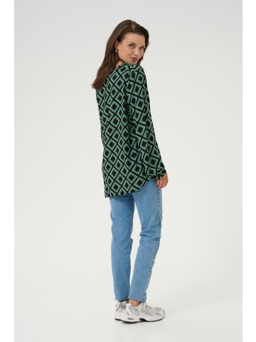 Kaffe Langarm-Bluse KAsary Regular fit in Black Deep/Green Geometric