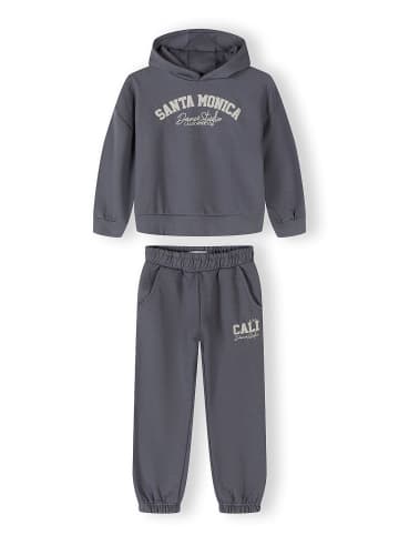 Minoti 2-tlg Langarmshirt & Hose 30FLEECE159 in rauchblau