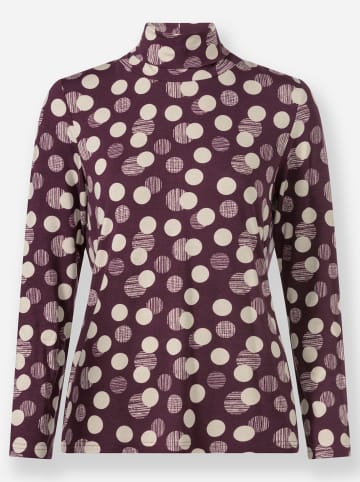 WITT WEIDEN Rollkragenshirt in burgund-champagner-bedruckt