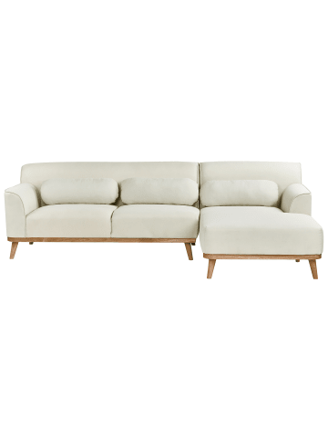 Beliani Ecksofa SIMOS in Weiß/Braun - (W) 264 x (H) 80 x (L) 82 cm