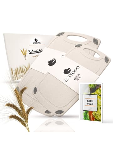 Exitoso EXITOSO Schneidebrett aus PP-Material & Weizenstroh - mit Saftrille & Griff