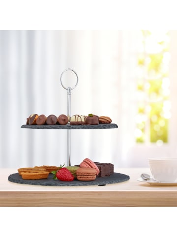 relaxdays Etagere in Anthrazit - (H)23 x Ø 25 cm