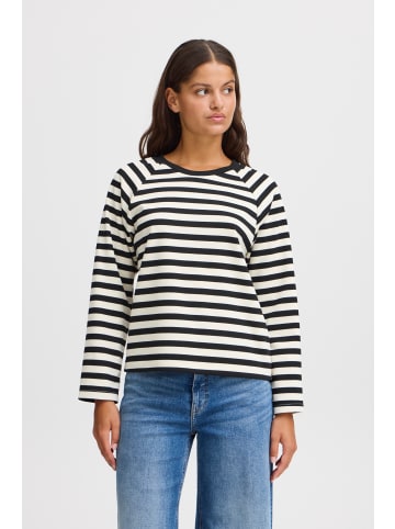 ICHI Sweatshirt IHITIRA Regular fit in Black/ Almond Milk stripe