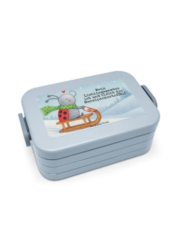 Mr. & Mrs. Panda Brotdose Smörle Rodeln Design mit Spruch in Blau Pastell