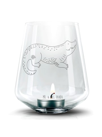 Mr. & Mrs. Panda Windlicht Glas Krokodil ohne Spruch in Transparent