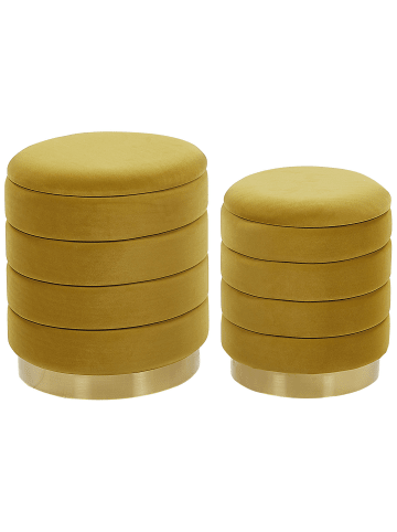 Beliani 2er-Set Pouf GARLAND in Gelb/Gold
