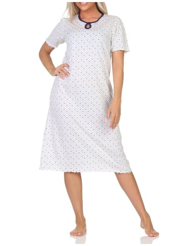 NORMANN Kurzarm Nachthemd Tupfen Punkte Optik in marine