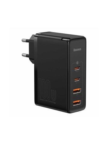 Wisam® Baseus Reiseladegerät Schnell 2x USB + 2x USB-C, 100W, EU (Schwarz)