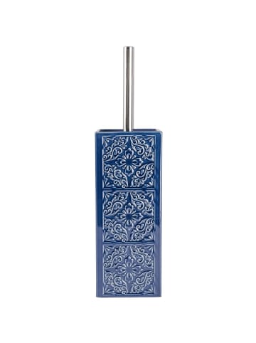 Wenko Bürstenbehälter CORDOBA DARK BLUE + WC-Bürste in Blau, 10 x 35 x 10 cm