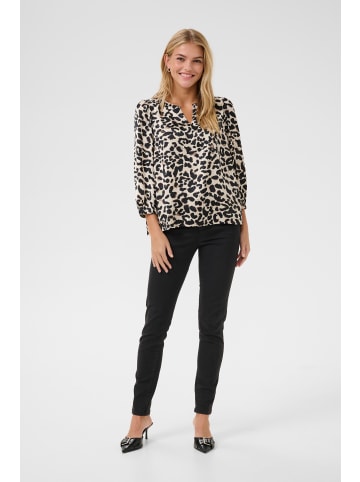 Kaffe Langarm-Bluse KAmagda Loose fit in Brown Leopard
