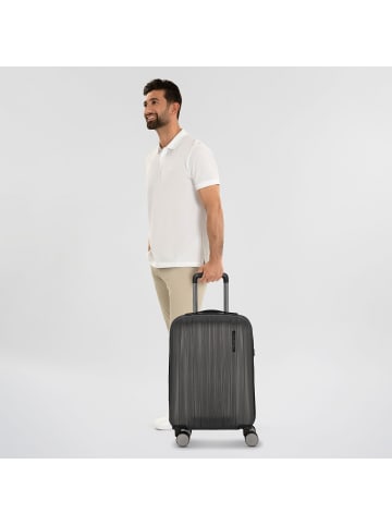 Polestream Moonrock 4 Rollen Kabinentrolley 55 cm mit Dehnfalte in black brushed