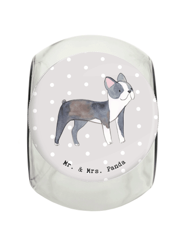 Mr. & Mrs. Panda Leckerli Glas Boston Terrier Moment ohne Spruch in Grau Pastell