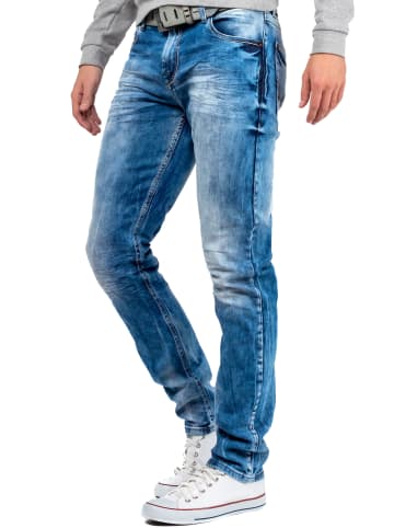 Cipo & Baxx Herren Straight Fit Jeans Stonewashed in Blue