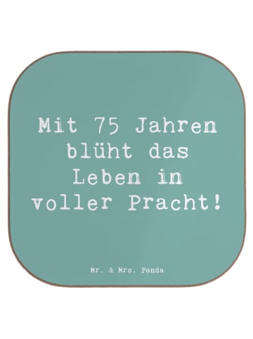 Mr. & Mrs. Panda Tischschoner Spruch 75. Geburtstag Blüte mit Sp... in Meeresbrise