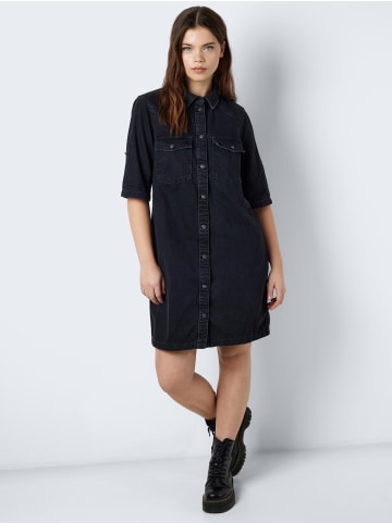 Noisy may Midi Denim Dress Modisches Kurzarm Jeans Kleid NMNEW in Schwarz