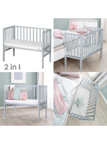 roba Beistellbett safe asleep® 2in1 taupe/grau höhenverstellbar Komplettset