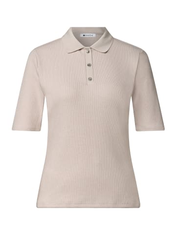 Street One Poloshirt im Strick-Look mit Rippstruktur in Clay Sand Mel.