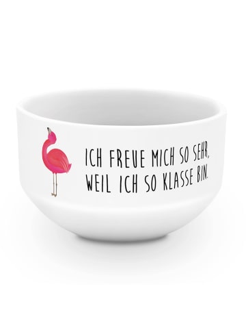 Mr. & Mrs. Panda Müslischale Flamingo Stolz mit Spruch in Weiß