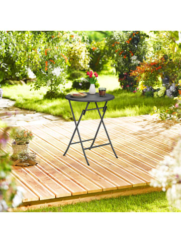 relaxdays Gartentisch "Rattan-Optik" in Grau - (H)75 x Ø 60 cm
