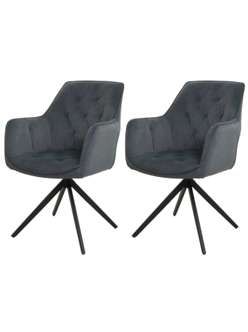 MCW 2er-Set Esszimmerstuhl L80 drehbar mit Armlehne, Anthrazit